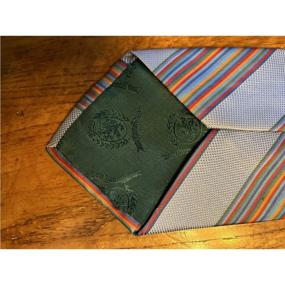 Tommy Hilfiger Denim Blue Multicolor Striped Men's Tie EUC!! - Picture 7 of 8